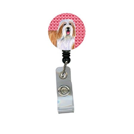 TEACHERS AID Bearded Collie Valentines Love and Hearts Retractable Badge Reel or ID Holder with Clip TE236700